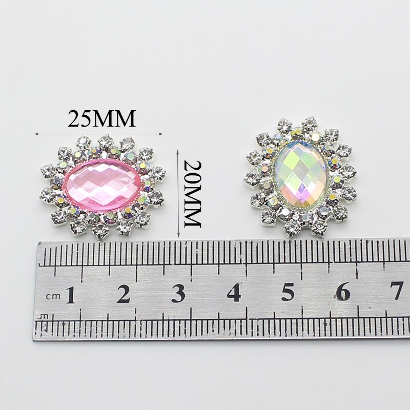 10 st/lot 20*25mm akryl strass knappar för kläder metall knapp gör-det-själv hantverk sömnadstillbehör