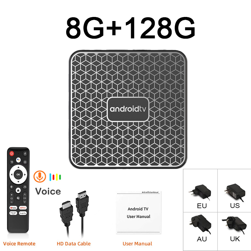 Caixa de TV Inteligente Android 16 T8S RK3518 8GB 128GB Dual WiFi6 BT5.4 Assistente de Voz Google 4K HDR Media Player Caixa de TV Muito Rápida