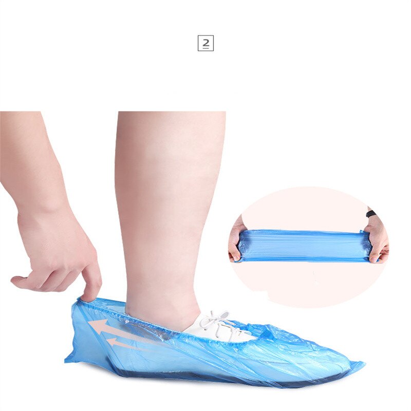 50Pair Disposable Boot And Shoe Cover Pe Thick Shoe Cover Household Waterproof Dustproof Indoor Rainproof Shoe Cover