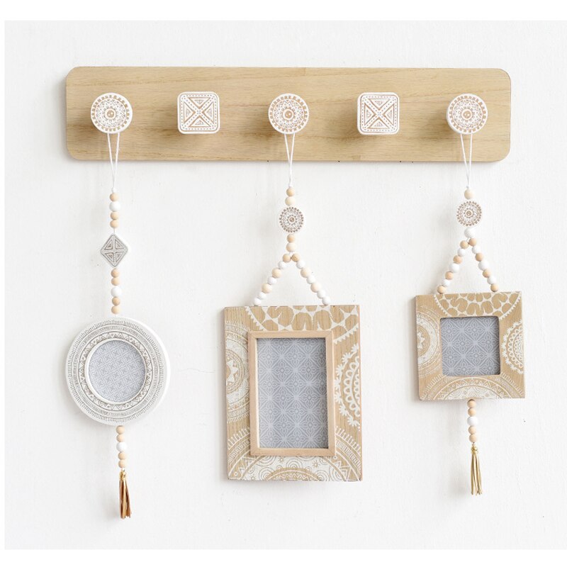 Nordisk veggkrok treklær lue nøkkelholder kroker heklet geometrisk arrangør kleshengere dekor hjem hotell hybel dekorasjon