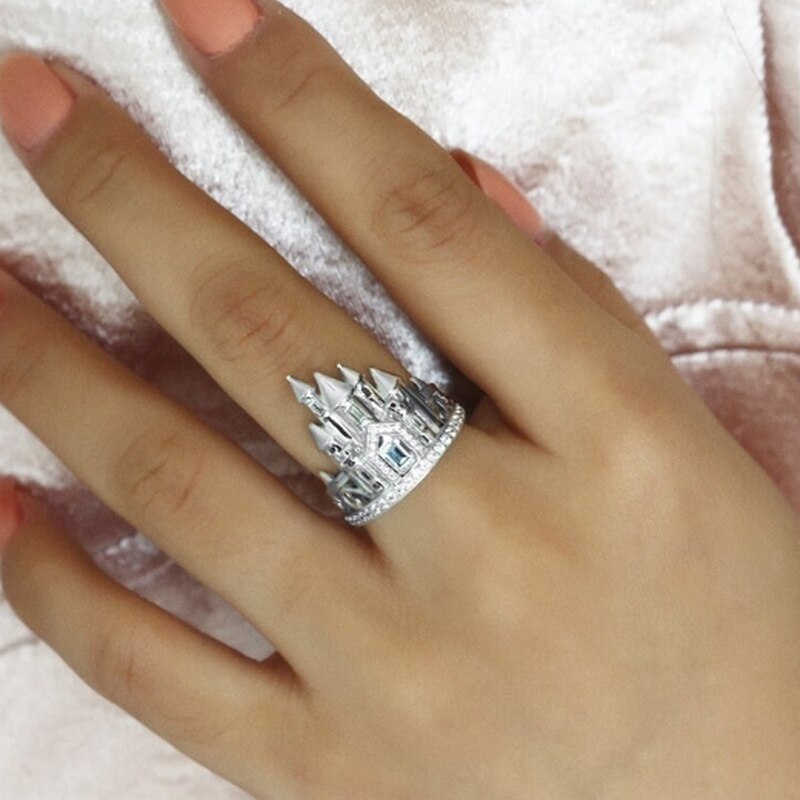 Populaire prachtige kasteelprinses ring vrouwelijke bruid romantische bruiloft accessoires valentijnsdag