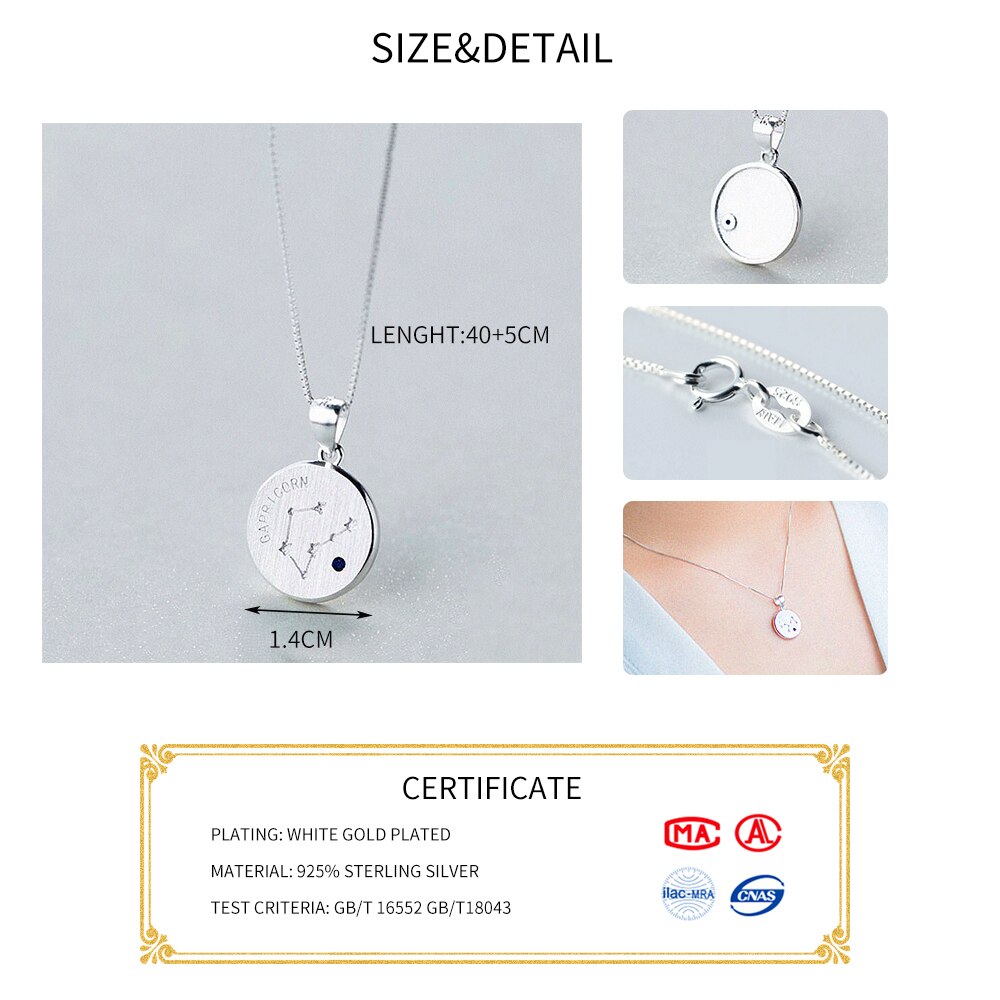 Inzatt 925 sterling sølv minimalistisk rund konstellation vedhæng halskæde til kvinder fine smykker choker box kæde fødselsdag