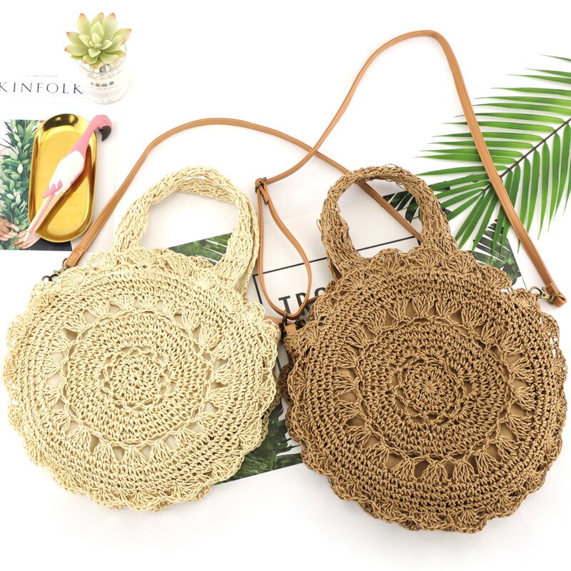 Boheemse holle ronde strozakken voor dames, rotan handtassen, casual rieten geweven schoudertassen, crossbody tassen, zomer strandtassen, grote tassen