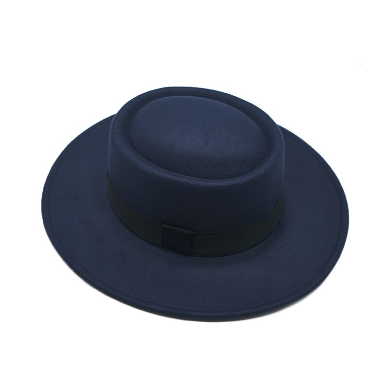 Vinter efterår sejler flad top hat til kvinder & #39 ;s mand bred skygge damer fedoras hat jazz cap klassisk bowler feminino gorra: 6