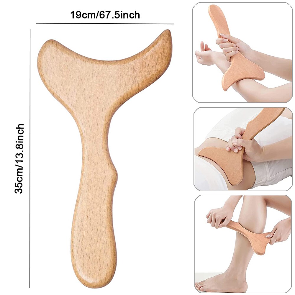 Wooden Gua Sha Massager Wood Scraper Therapy Massage Tools for Legs Arms Back Muscle Lymphatic Drainage Anti Cellulite Massage: Style B