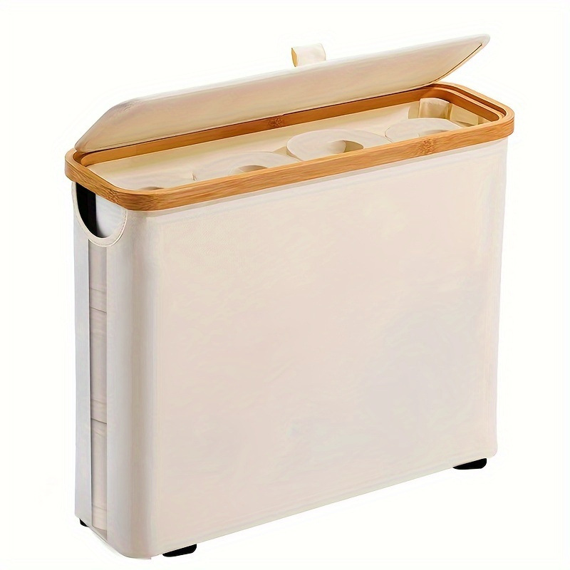 Toilet Paper Storage Basket with Lid Toilet Paper Storage Holder Stand Organizer for Bathroom Toilet Paper Storage Box Container: WHITE