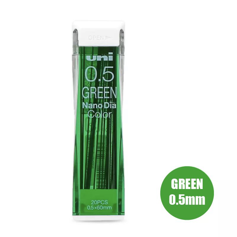 1 lote (20 piezas)-Uni 0,5-202NDC mecánico lápiz de Color Led pintura mecánica especial recargas lápiz estudiante de la Escuela de la Oficina de 8 colores: Green