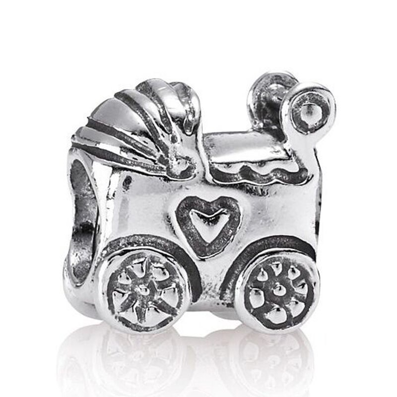 Moda a céu aberto sol estrelas & lua notável coelho carrinho de bebê charme 925 prata esterlina contas caber pulseira jóias diy: 7