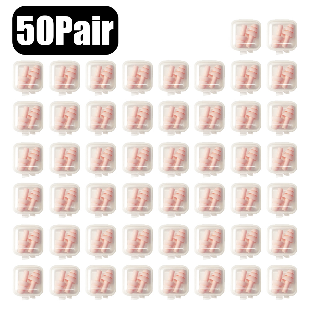 Bouchons d'oreilles en Silicone souple, étanches, pour natation, réutilisables, réduction du bruit, bouchons d'oreille pour dormir, protection auditive avec boîte: Beige