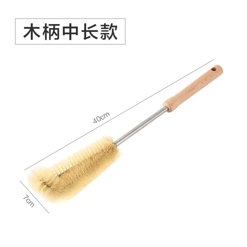 Bottle Brush Cleaner with Long Wooden Handle Water Bottle Cleaning Brush Natural Bristle Kitchen Scrub Bottle Brush for Cup Jug: green
