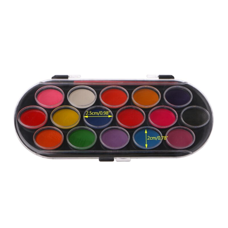 16Pcs Watercolor Palette Brush Set Painting Tray Craft Drawing Art Mini Kid 2XPF