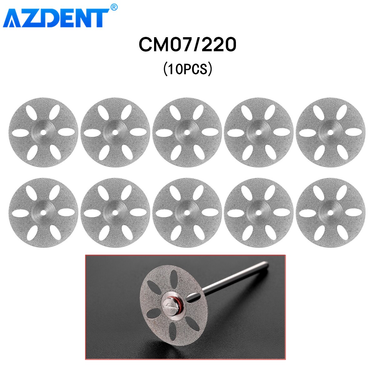 AZDENT 11 Sizes Dental Lab Diamond Disc 0.20mm Ultra-thin Double Side Grit Disk Cutting Tool Dia 22mm Polisher Dentistry Dentist: 10PCS CM07