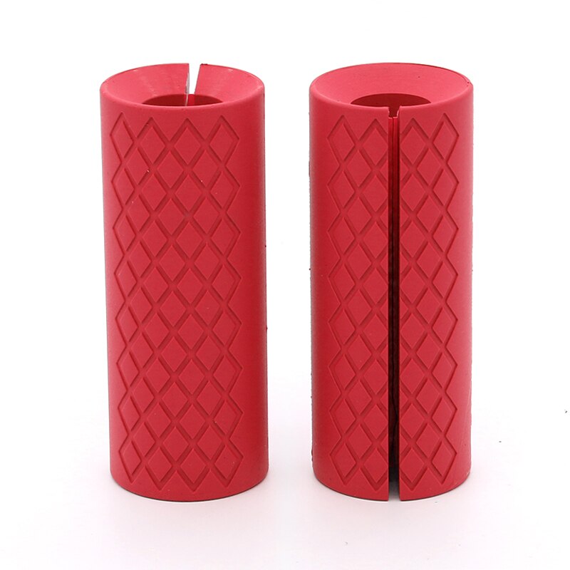 Silicone Gym Dumbbells Barbell Bar Thicken Weightlifting Non-Slip Hand Grip Ring Grippers Strength Training: 1 pair Long red