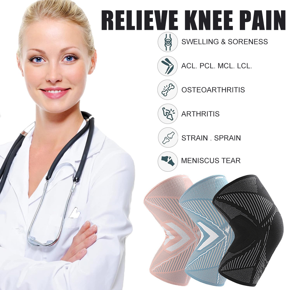 1 Stück Kniebandage zur Schmerzlinderung – Knie-Kompressionsmanschetten für Männer und Frauen – Unterstützung für Gewichtheben, Training – Meniskusriss, ACL