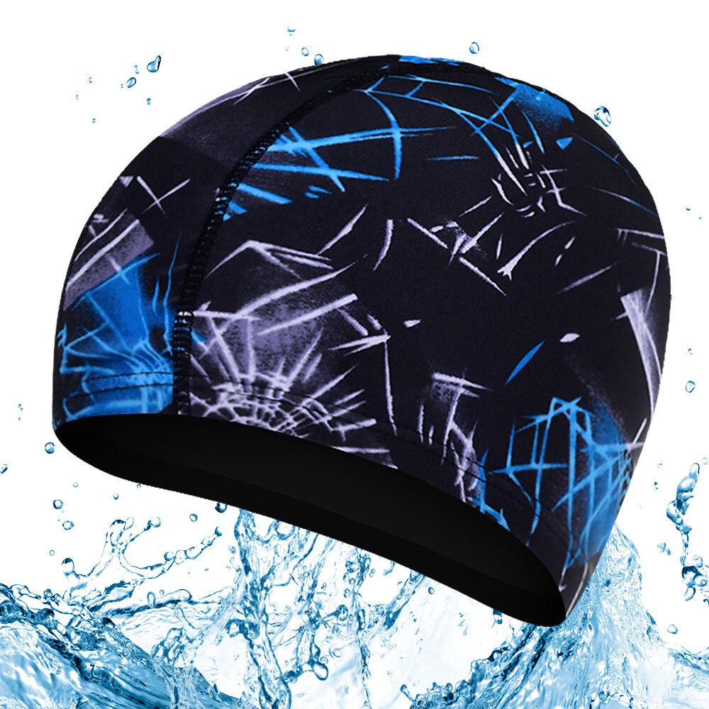 Women Men Swimming Cap Waterproof Fabric Protect Ears Long Hair Sports Siwm Pool Swimming Hat Swimming Accessories: Black