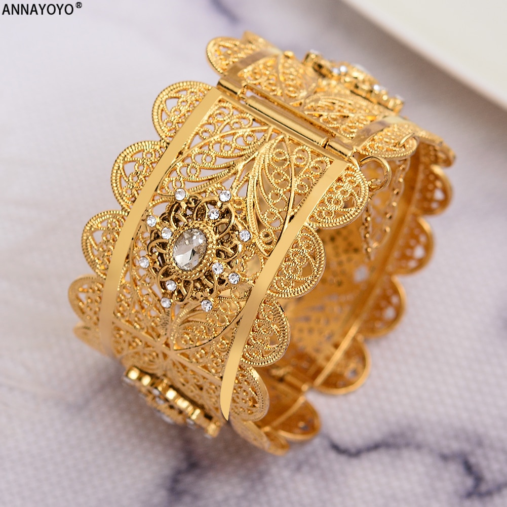 24k Gouden Armbanden voor Vrouwen Goud Dubai Bruid Zirkoon Bruiloft Ethiopische Armband Afrika Bangle Arabische Sieraden Zirkoon Gouden armband