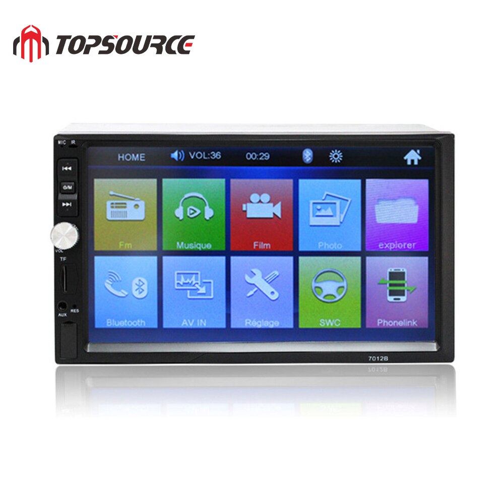 Topsource 7018b 7 tums bluetooth audio pekskärm bilradio bil audio stereo bil  mp4 mp5 spelare usb support för sd/mmc