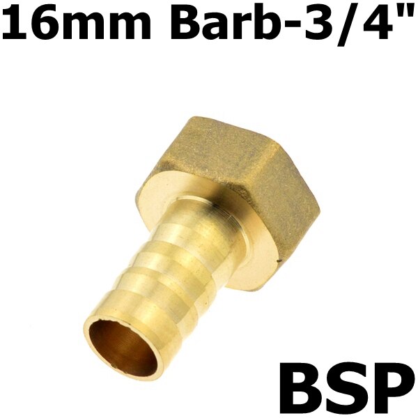 Brass 12mm 14mm 8mm 10mm 19mm 25mm Hose Barb Tail Fitting 3/4" PT BSP Female Thread Connector Joint Copper Pipe Coupler Adapter: 16mm Barb-06