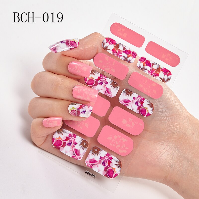Japanese/Korea Style Nail Stickers Nail Wraps Stripe Full Cover Self-Adhesive Flower Waterproof Nail Polish Stripe Nail Art