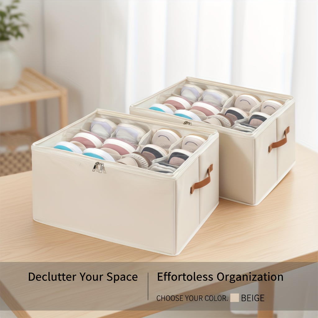 1pc Multiple Lattices Shoes Storage Box Foldable Separated Shoes Box Large Capacity With Handle Shoe Dispenser Shoes Organizer