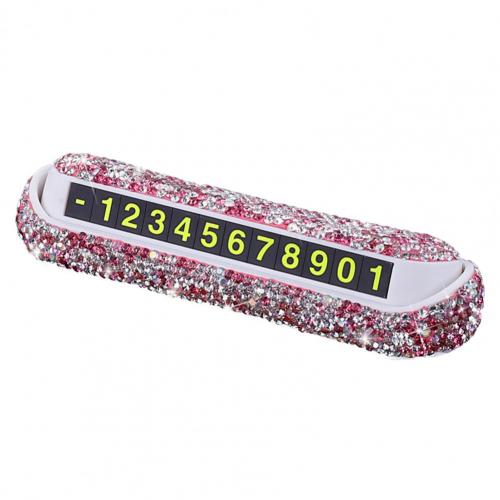 Tarjeta de número de teléfono, accesorio oculto, compacto, resistente al sol, con diamantes de imitación, para de negocios: Rosa