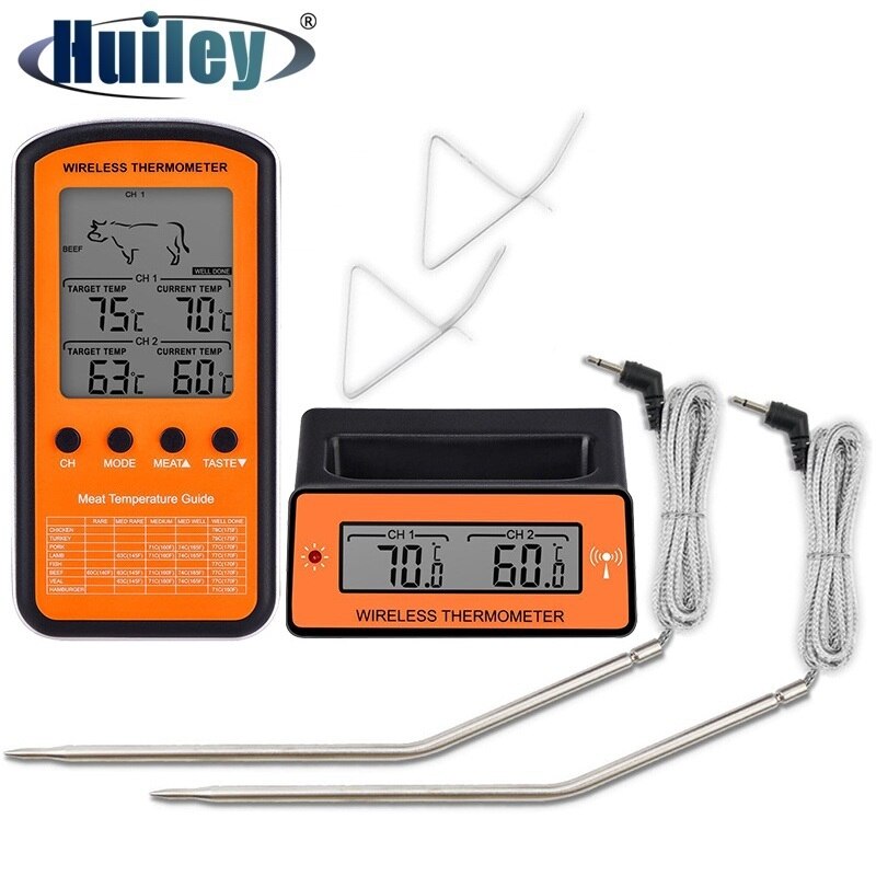 Draadloze Afstandsbediening Bbq Thermometer Dual Probe Digitale Koken Vlees Voedsel Oven Thermometer Grillen Roker Barbecue Koken Keuken