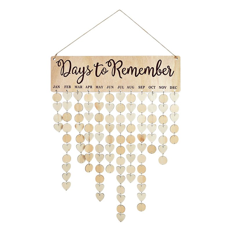 Calendario de madera DIY para cumpleaños, tablero de calendario para días especiales, recordatorio de cumpleaños para amigos y familia, decoración colgante: M04