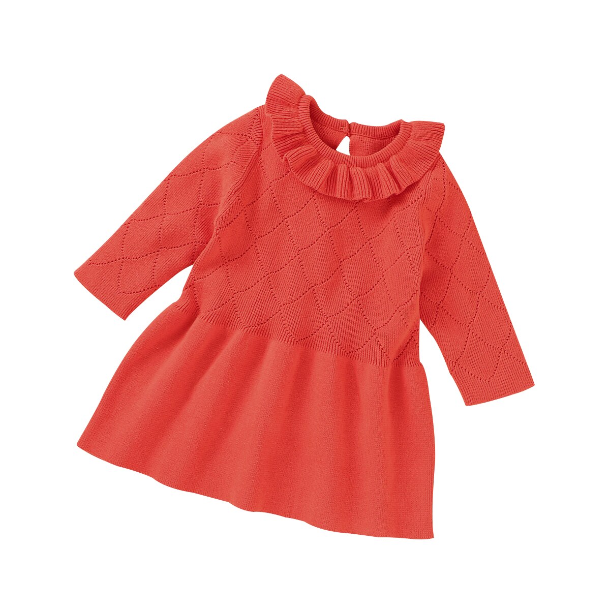 Pasgeboren Baby Meisjes Truien Jurk Hollow Out Gebreide Lange Mouwen Verstoorde Gown Solid Herfst Winter Jurken: Oranje / 9m