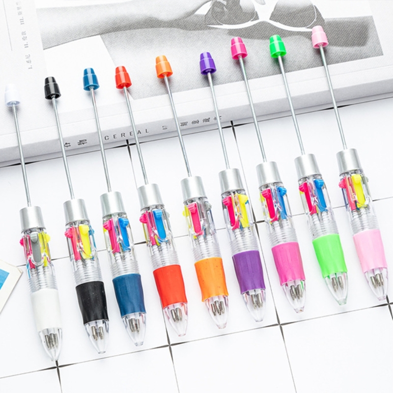 Stylo à bille multicolore perlé, 4 couleurs en 1, pointe 1.0MM, lisse pour écrire, pour étudiant, enseignant, marquage, 10