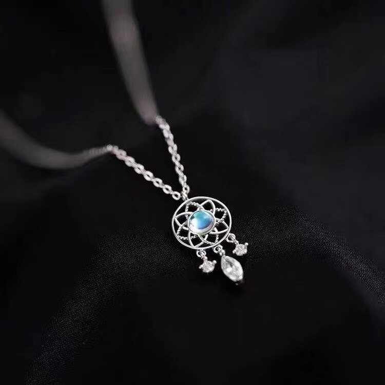 Moonstone colar de jóias da série 2021, colar com pingente de liga metálica vazada colar feminino: Default Title