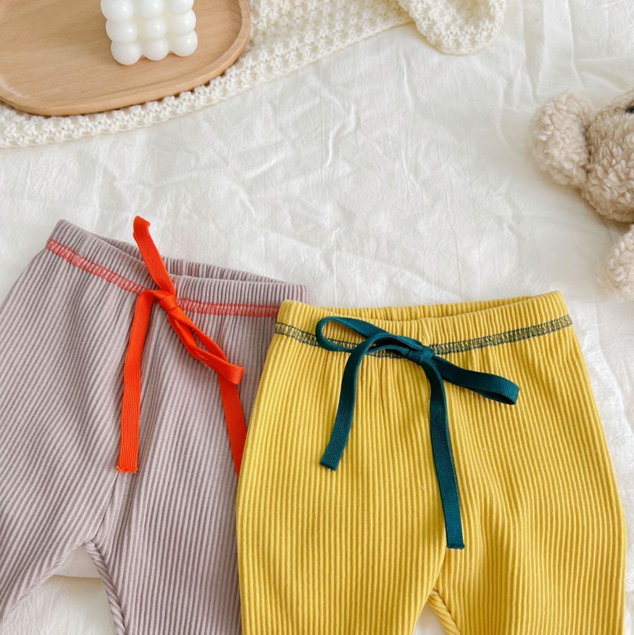 Spring New Baby Leggings Patchwork Color Kids Pants Boys Girls Cotton Ribbed Pants Casual Infant Trousers Children Harem Pants