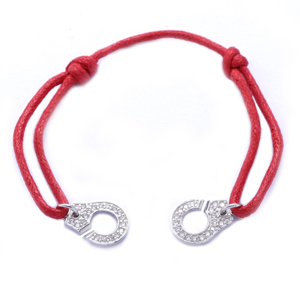 Moonmory Frankrijk Stijl 925 Sterling Zilveren Handboeien Armband Met Rode Touw Handboeien Armbanden Voor Vrouwen Verstelbare 4 Kleuren