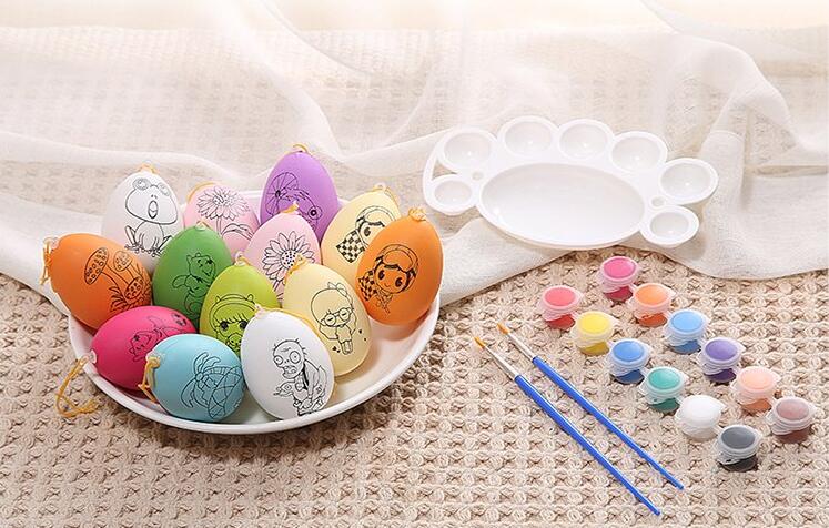 DIY kleurrijke paaseieren (met patroon) + 12 kleuren bigment + Palet set voor schilderen gebruik ei gereedschap