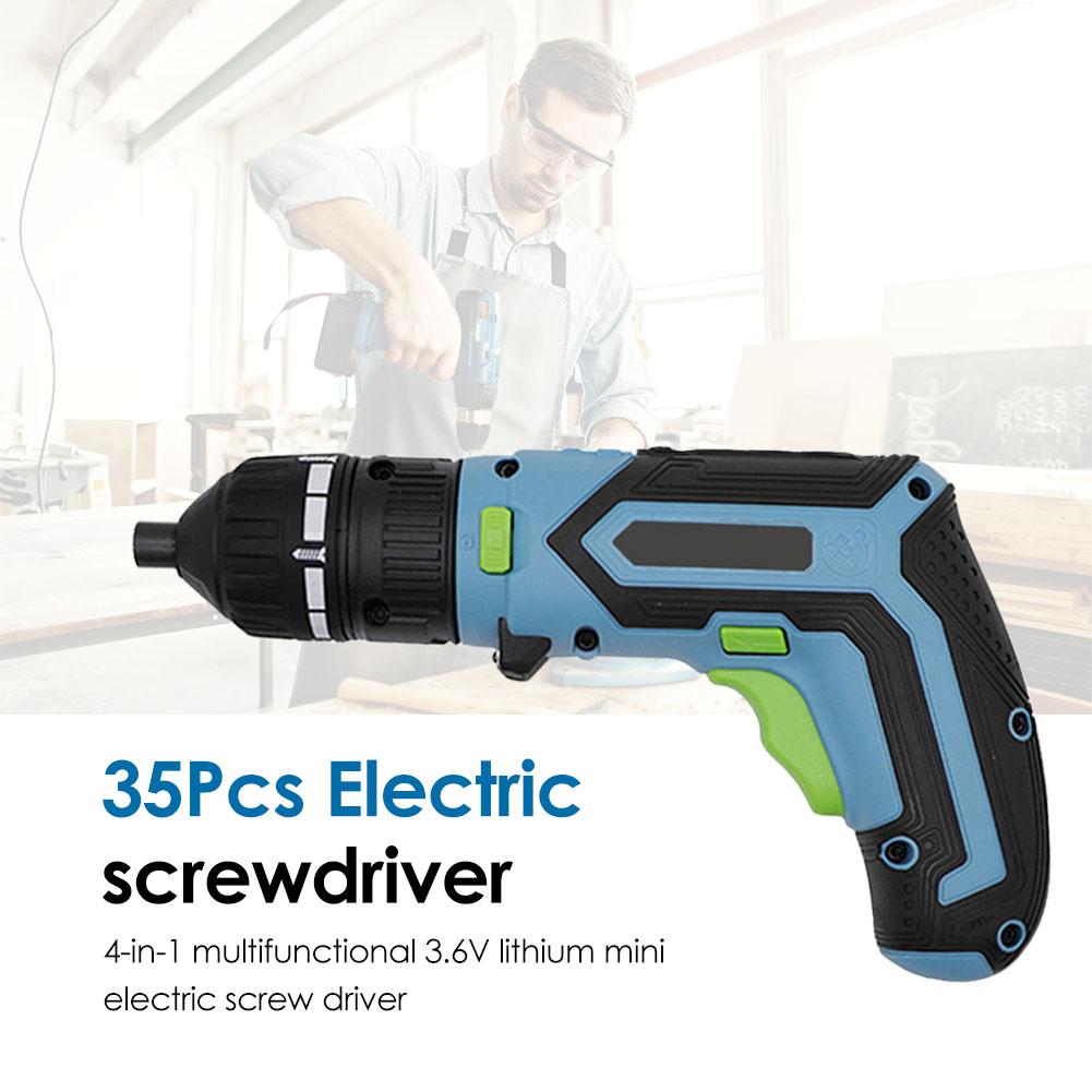 4 in 1 35pcs 3.6V Rechargeable Cordless Electric Screwdriver Multi-function Screwdriver with Work Lamp Power Tool