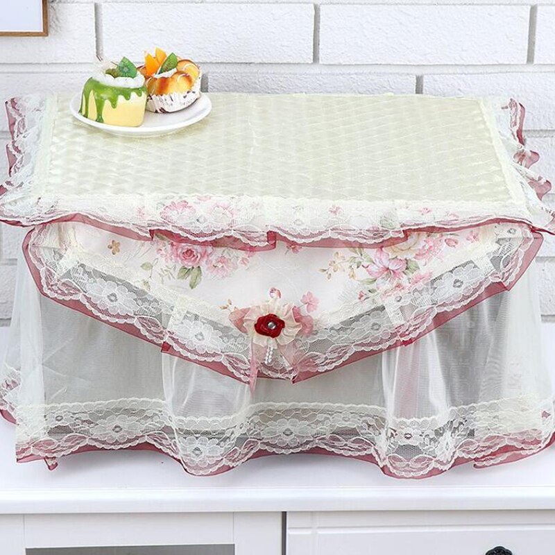 Microwave Oven Lace Covers Dust-Proof Microwave Oven Case Flower Pattern Durable Microwave Covers Protective Household Supplies: red