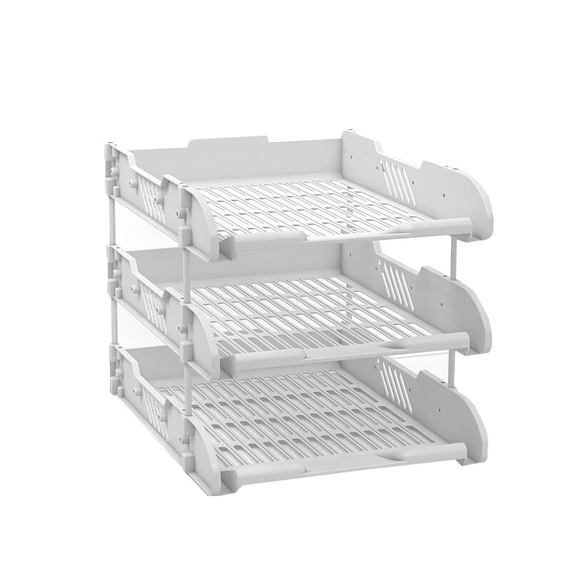 Three-layer Two-color File Tray Breathable Desktop File Rack Bookshelf Office Desktop Material Storage Supplies File Rack