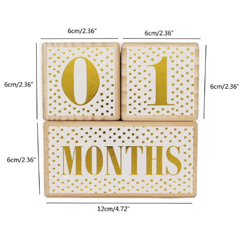 1 Set Baby Age & Moments Pine Wooden Blocks Newborn’s First Year Memories Photography Photo Age Card Month Sticke