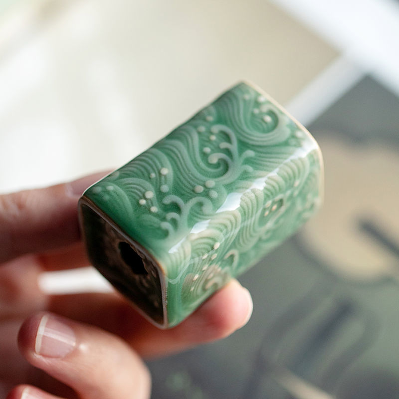 Base de cubierta de tetera de celadón de estilo japonés, cubierta de olla de arena púrpura, soporte de cerámica, cubiertas de té de Kung Fu, estante de almacenamiento, 1 pieza