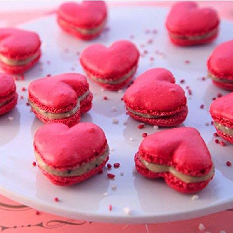 Silicone bakeware 42 Hearts Shape Macaroon Molds Muffin Oven Pad Baking Tray Liner Cake Pastry Macaron Mat waffle maker