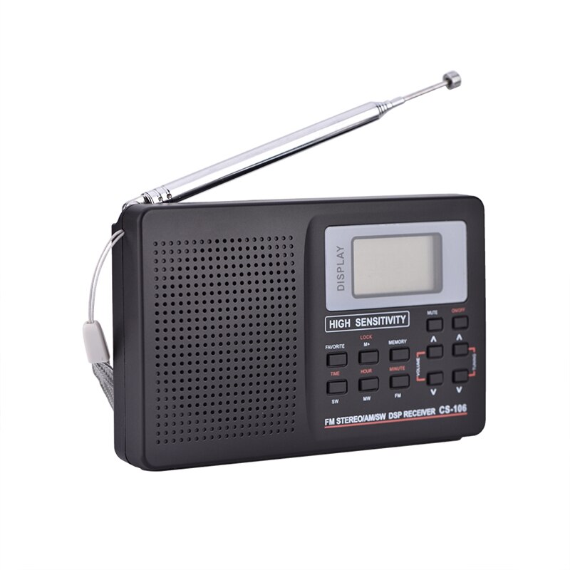 Radio de banda completa AM/SW/LW/TV/FM, receptor de frecuencia completa, recepción de Radio FM con temporizador, reloj despertador, Radio portátil