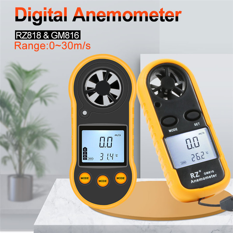 Ttlife bärbar vindmätare anemometer termometer vindhastighetsmätare vindmätare 30m/ s lcd digitala handhållna mätverktyg