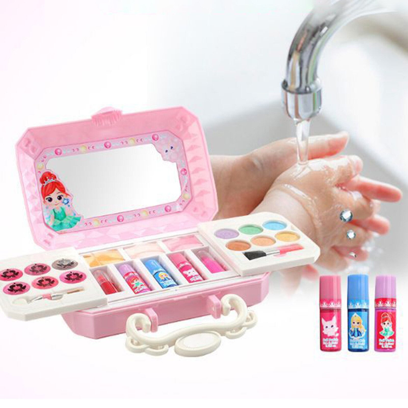 Kinderen Meisjes Wasbare Multi-layer Cosmetische Mini Box Makeup Case Spelen Speelgoed