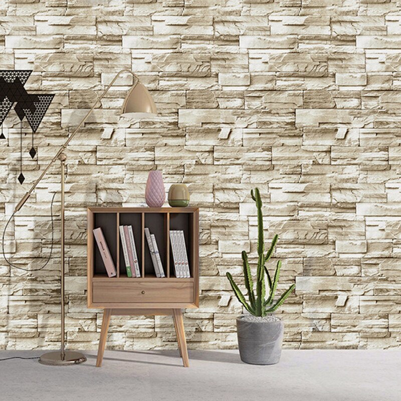 0.45*6m Explosion Brick Rock Sticker Waterproof PVC Wall Sticker Bar Restaurant Background Wallpaper Cafe Wall Decals