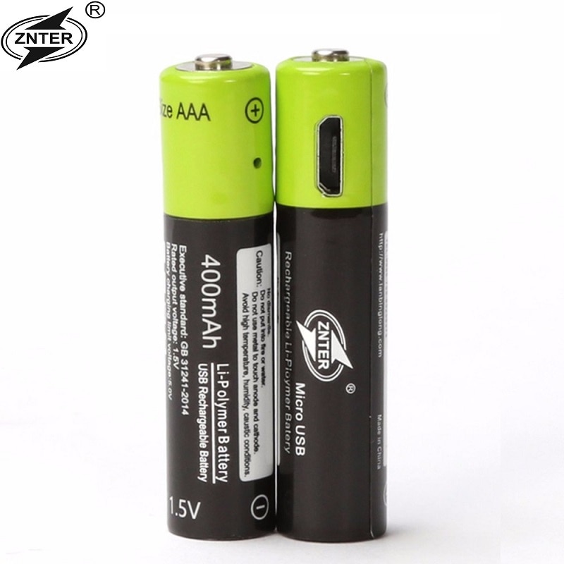 AAA 1.5 V 400 mAh USB Oplaadbare Batterij Universele ZNT7 Lithium-polymeer Batterijen Bateria Met Micro USB Kabel ROHS CE