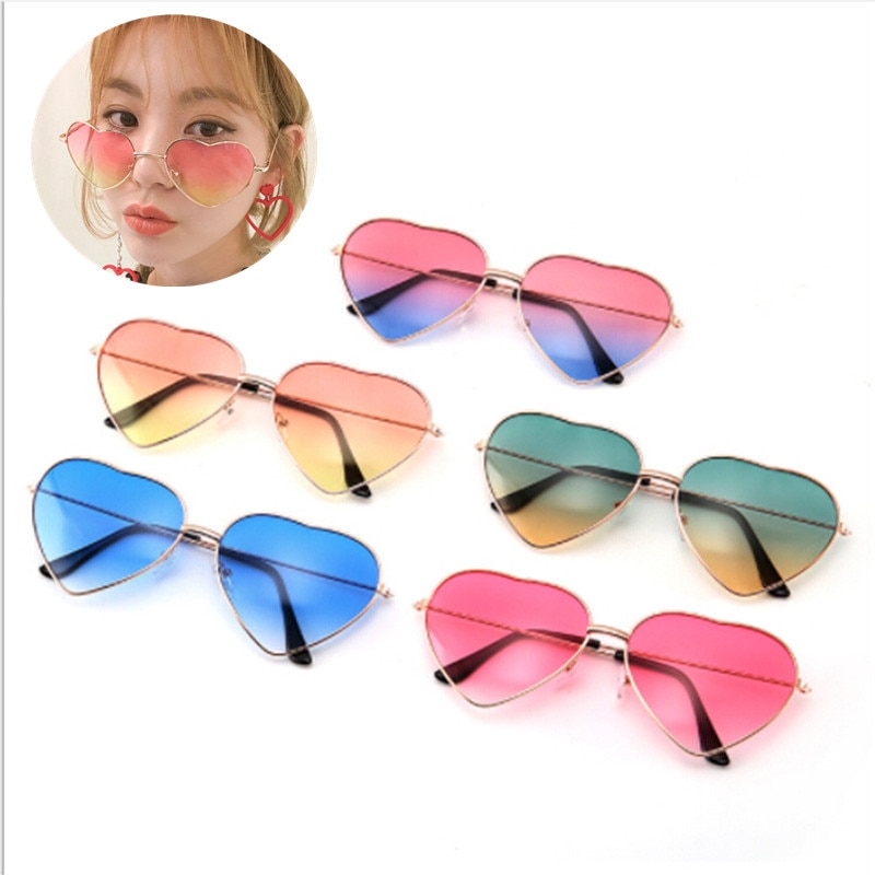 Hartvormige Zonnebril Vrouwen Roze Frame Metalen Reflecterende Spiegel Lens Luxe Zonnebrillen Driver Bril