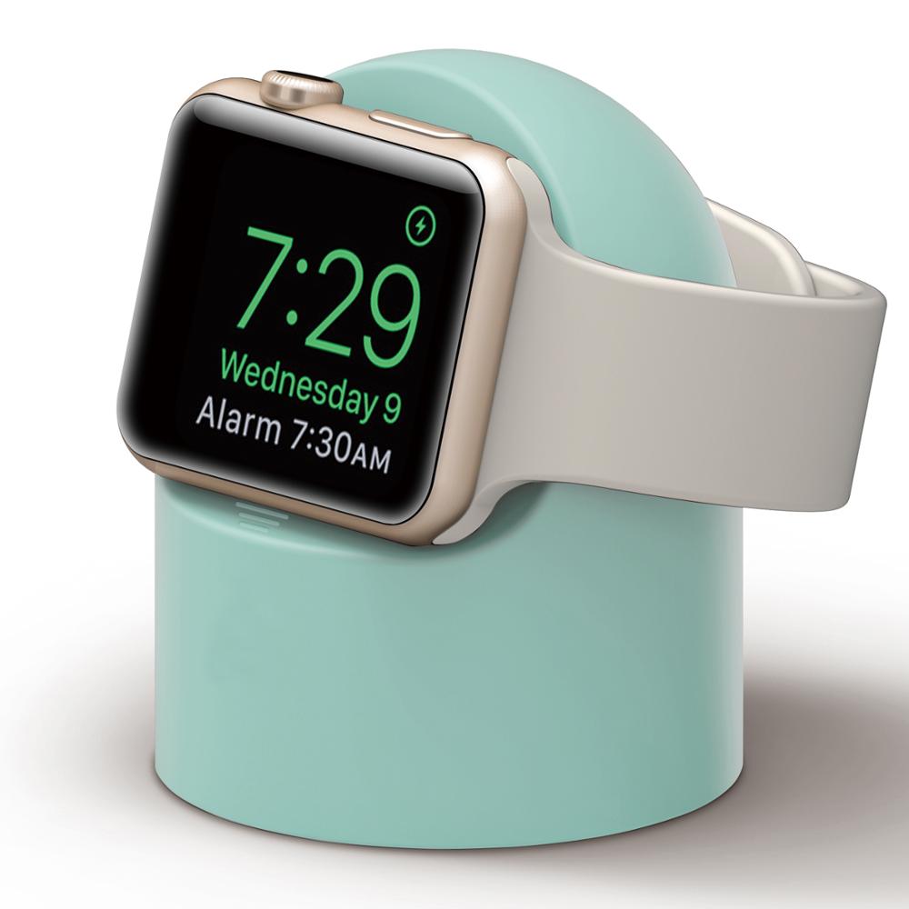Holder til apple ur serie 6 5 4 3 2 1 se stand watchos natbord holder silikone hjemmeladestation til ur moderne: Myntegrøn