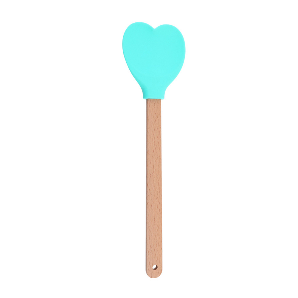 Spatule en Silicone rose amour pour la saint-valentin, manche en bois en forme de cœur, spatules de cuisson, ustensiles de cuisine, outil de fabrication de gâteaux: BLEU CIEL