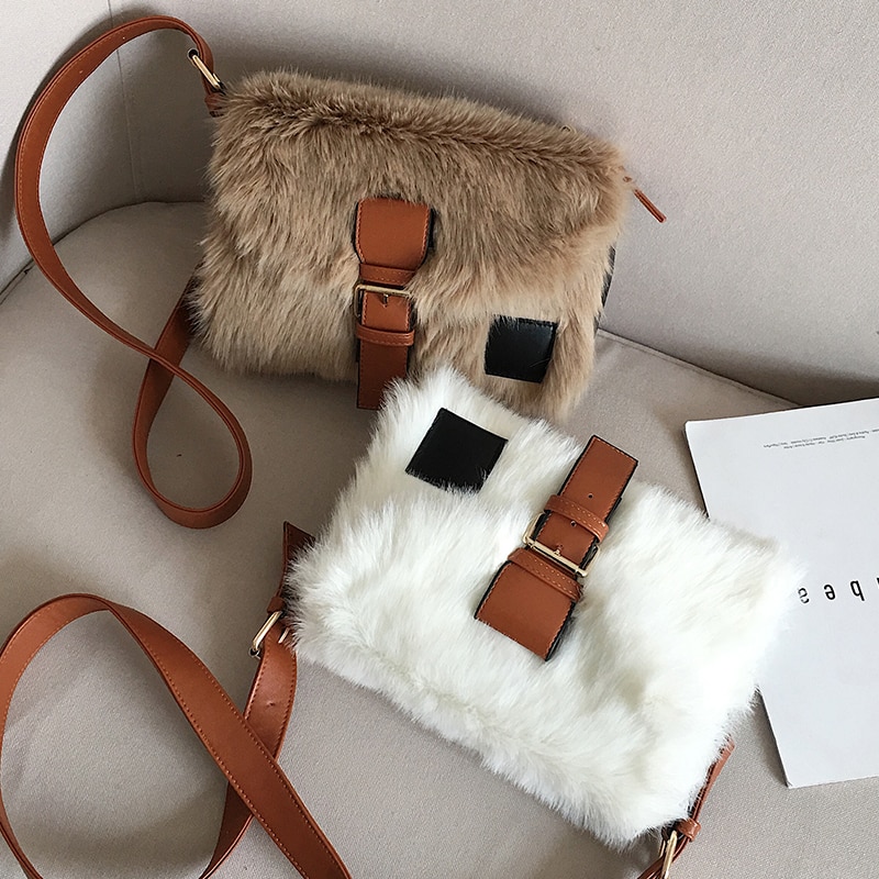 Sac carré pour fille douce, sac à main de styliste à la , sac à épaule de bonne , peluche souple, hiver