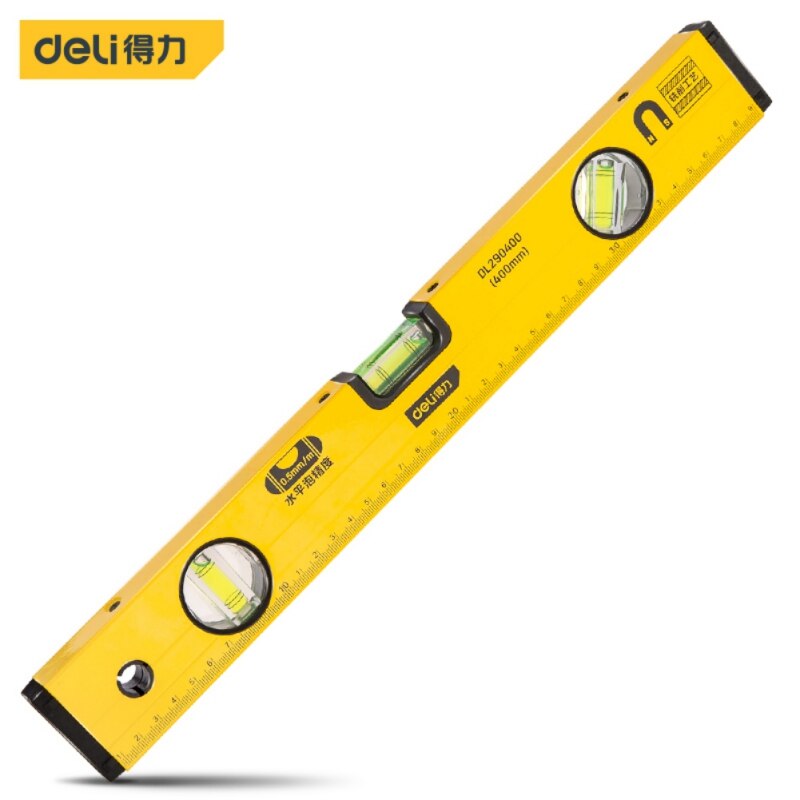 Deli hög precisions vattenpass magnetisk höglagerlinjal spak bubblor rostfri horisontell linjal vattenpass balanslinjal: 400mm