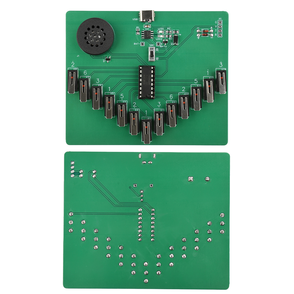 Elektronisches Kalimba-DIY-Bausatz, DC 3–5 V, pentatonisches Instrument, Schweißübungen, lustige Leiterplattenteile Typ C, ohne Batterie
